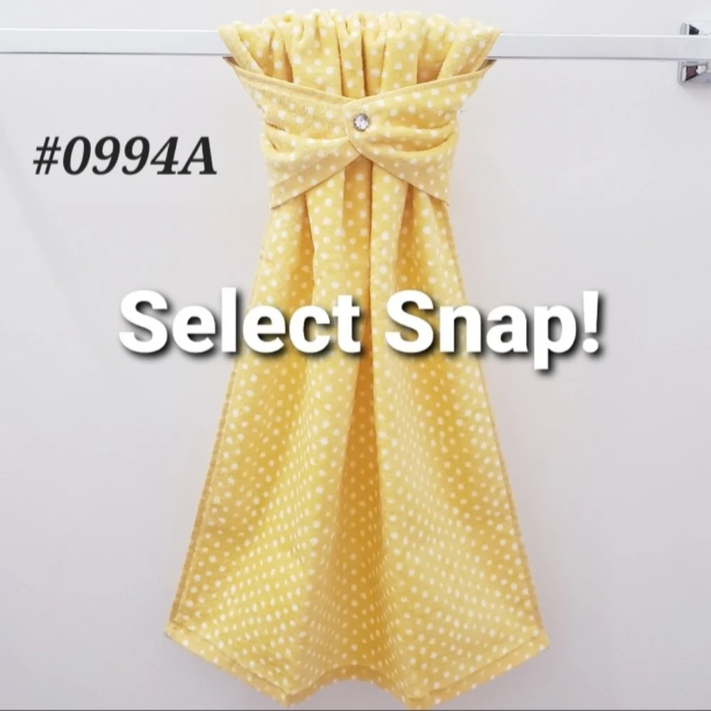 ❤️NEW!❤#0994-A ■Pioneer Woman Yellow & white Hang'N'Snap HAND Towel🤍Select Snap
